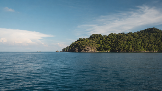 Caño Island seen from the ocean during a snorkeling tour from Uvita